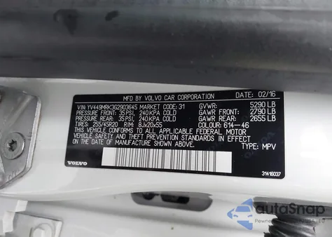 2016 Volvo Xc60 T6 Drive-E from USA, damaged, VIN YV449MRK3G2903645